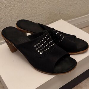 Onex Black Mules with Silver Accents